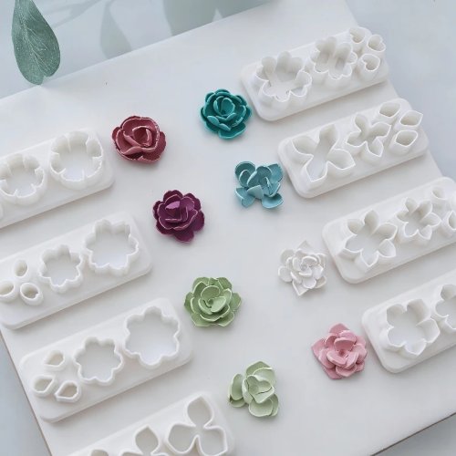 Moules pétales de fleurs 3D avec lame de précision pour pâte polymère, cire, résine – DIY bijoux