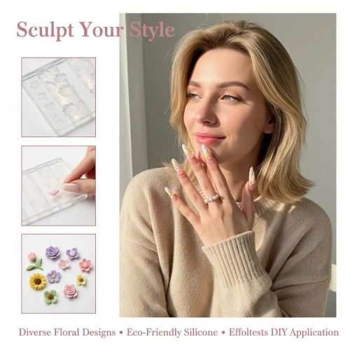 Stampo in silicone per unghie stampi fiore trasparenti riutilizzabile antiaderente decorazione nail art fai da te