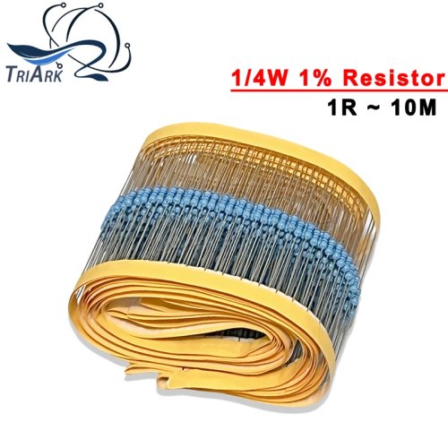 100pcs Metal Film Resistors 1/4W 1% Assorted Values 100R~22M Ohm