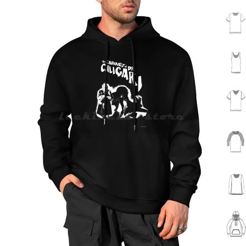 Sudadera con capucha Dr. Caligari de algodón, manga larga, película clásica en blanco y negro