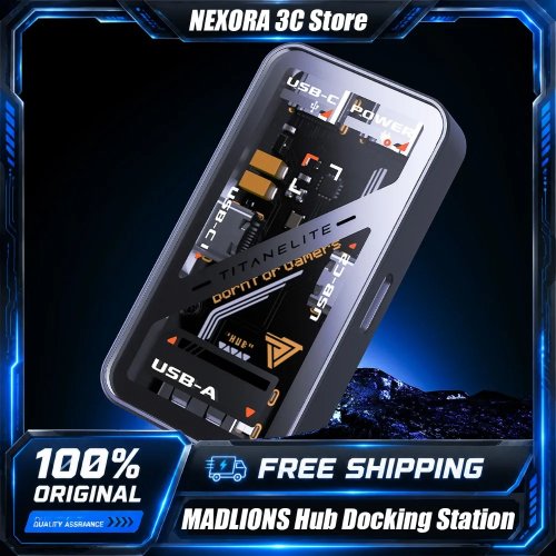 MADLIONS Gaming USB 3.0 Hub Docking Station dla Magnetycznej Klawiatury i Myszy, Rozdzielacz USB do PC