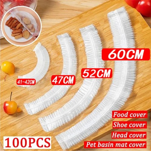 50 pièces de protection alimentaire jetable en plastique, sachets élastiques pour fruits et légumes, organiseur de cuisine