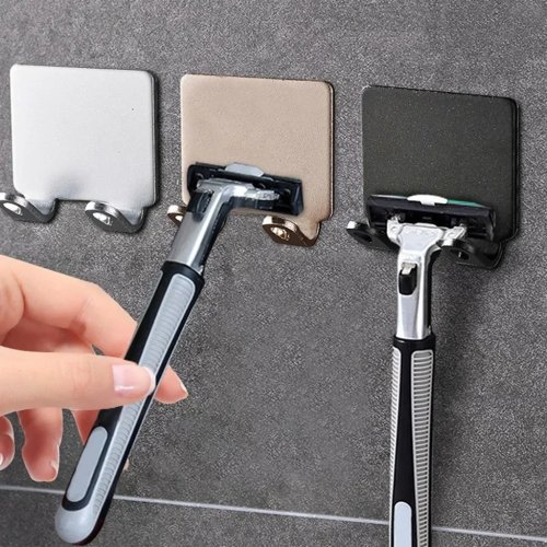 Giá đỡ dao cạo inox cho phòng tắm, treo tường không khoan, có kệ và móc