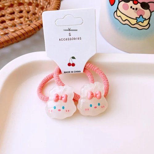 2 Unids. Gomas de pelo kawaii para niñas – Linds diseños de osito y conejito de dibujos animados, gomas para bebé elásticas y suaves para cabello fino