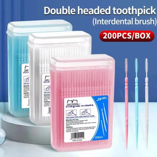 Seda dental desechable de doble cabeza - portátil y ultrafina, caja de 120/200