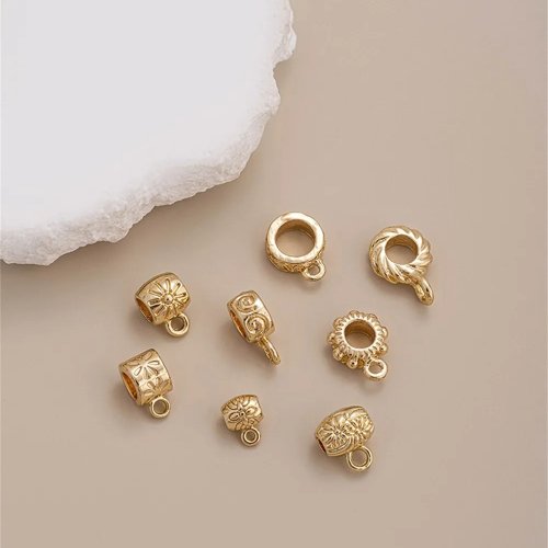 Abalorios de cubo de agujero grande bañados en oro 14K, separadores, bisutería DIY, pulsera, collar