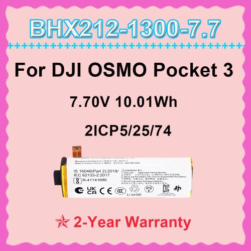 Bateria de substituição DODOMORN para DJI OSMO Pocket 3, 1300mAh 7.7V Li-ion