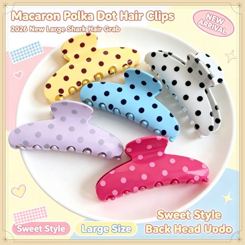 Neue 2026 Polka Dot Macaron Farbe Große Haarkralle Clips, Süße Girly Hochsteckfrisur Haarnadeln für Frauen