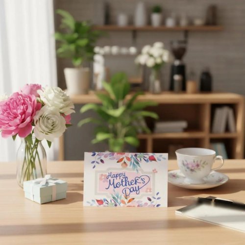 Moederdagkaart met creatief ontwerp en bloemenpatroon