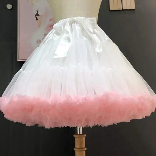 Gonna tutu donna vita alta elastica fiocco satin tulle fluffy sottoveste balletto
