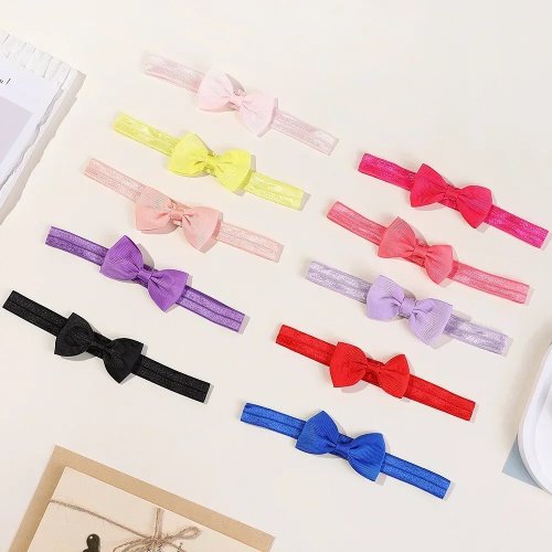 Baby-Stirnband mit Schleifen, einfarbig, elastisch, lässiges Haaraccessoire für Babys