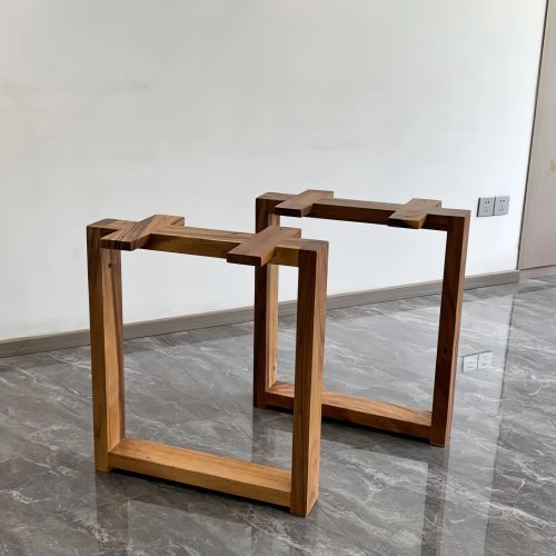 Escritorio de madera de nogal con estructura en forma de U – Madera sólida, para comer, leer, té u oficina, con patas y reposapiés