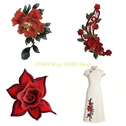 49MD Écussons Brodés pour Vêtements - Motif Fleur de Rose, Couture