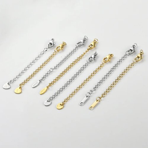 โซ่ขยายเหล็กไทเทเนียม สีทอง 18k และทองขาว ตัวล็อคล็อบสเตอร์ อุปกรณ์เครื่องประดับ DIY กำไลและสร้อยคอ