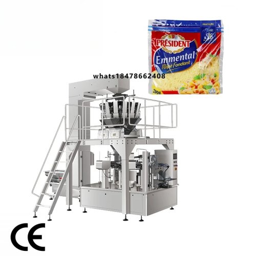 Maszyna do pakowania tartego sera w gotowe woreczki - Stal nierdzewna 304, automatyczne napełnianie PLC, antykorozyjna, próżniowa