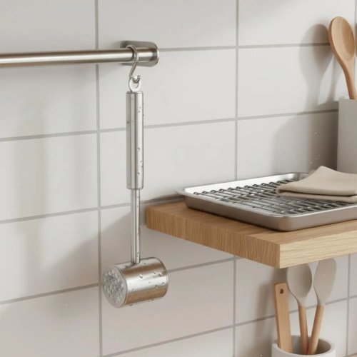 Mazzuolo per carne in acciaio inox, martello per bistecche a doppia faccia con anello per appendere, utensile da cucina resistente