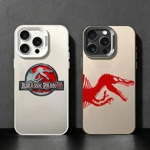 Custodia per telefono Jurassic Park per iPhone 17/16/15/14/13/12/11 Pro Max, Custodia TPU argento di lusso, antiurto e antigraffio