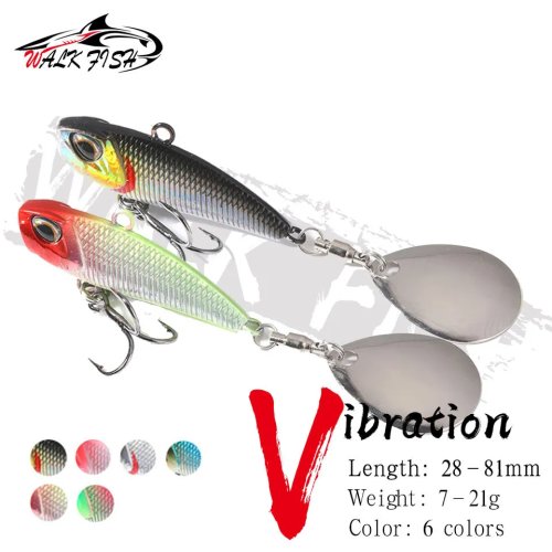 طعم صيد WALK FISH 7g 11g 15g 21g طعم سبينر معدن VIB ذيل دوار اهتزاز wobble طعم جر