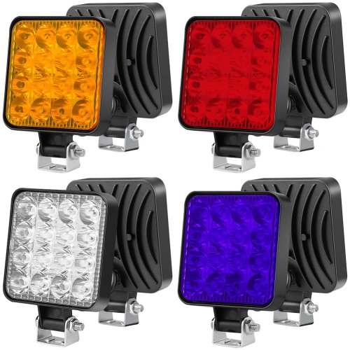 Feu de travail LED 48W 16LED 12V 4 couleurs pour voiture camion ATV tracteur