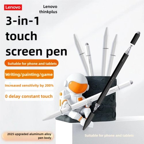 Lenovo Universal Stylus Pen for Android iOS Capacitive Touch Screen, Compatible with iPad Apple Huawei Xiaomi Samsung Tablets, 3 Replacement Tips