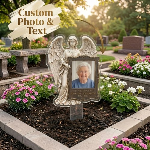 Personalisierte Gedenk-Gartendekoration mit Foto & Text, Acryl-Gartenstecker, Trauer-Erinnerungsstück, Außendekor
