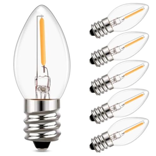 Bóng đèn LED C7 4W E12 cho Đèn Ngủ, Đế Candelabra, Trắng Ấm 2700K, Dây tóc trang trí