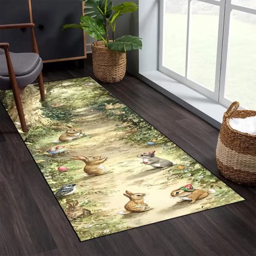 Karpet dengan Motif Kelinci dan Telur Paskah untuk Kantor, Dekorasi Valentine dan Paskah