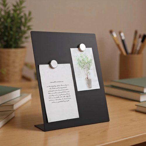 Pizarra magnética de metal vertical con diseño DIY para escritorio, con almacenamiento de notas y exhibición