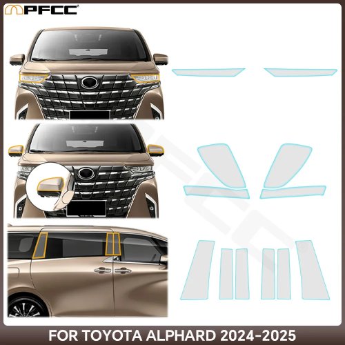 Готовая пленка для защиты лакокрасочного покрытия TPU для Toyota Alphard 2024-2025, прозрачная пленка, устойчивая к царапинам для фар, зеркал заднего вида, стоек B