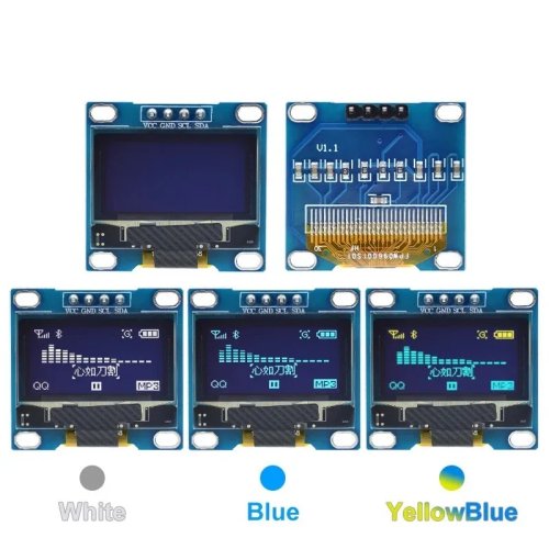 OLED-displaymodule 0,96 inch I2C IIC 128x64 SSD1306 3.3V-5V Blauw/Geel/Wit voor Arduino ESP32 ESP8266