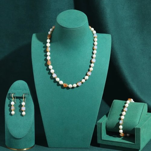 Bộ Trang Sức Vintage Hồng Pha Lê Ngọc Trai Nước Ngọt 18k Dây Chuyền Vòng Tay Bông Tai Cổ Điển Hợp Thời Quà Tặng Cho Phụ Nữ 2026