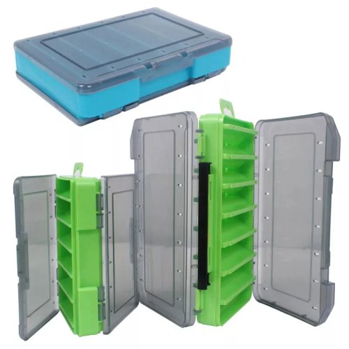 Fishing Tackle Box Double-Side Wooden Plastic Case for Shrimp Squid Jig