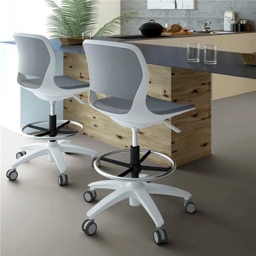 Drafting Chair with Footrest, PU Leather, Height Adjustable Tall Office Chair for Standing Desk