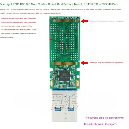 Papan Kontrol Flashdisk USB 3.0 DIY Yincan IS918 (Teardown) dengan BGA dan TSOP Dua Sisi