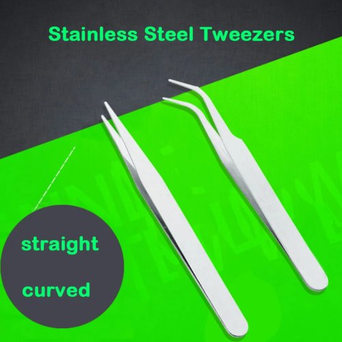 1 Pièce Pince à épiler en Acier Inoxydable Industrielle Anti-acide Droite Courbée Forceps Outils de Réparation Horloger Ongles Sourcils