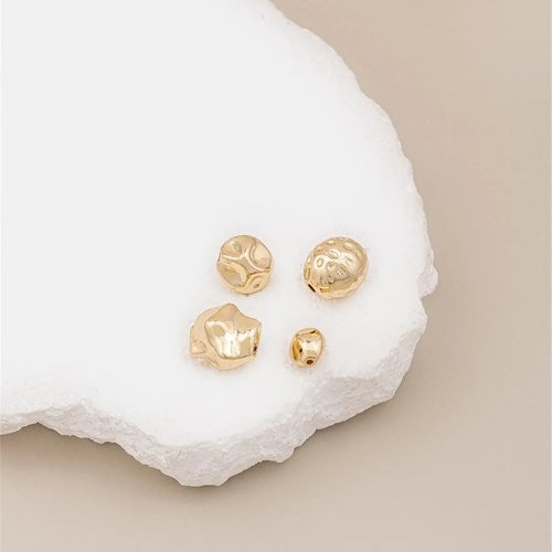 Hạt đá rời mạ vàng 14K, hình dạng gạo không đều, để làm trang sức DIY