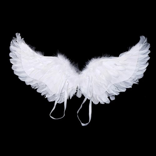 White Angel Feather Wings for Kids Cosplay Costume, Party Photo Prop, Holiday Dress-Up
