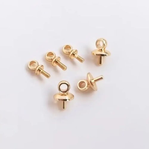 Perlengkapan DIY Pembuatan Perhiasan Lapis Emas 14K: Tutup Manik, Sekrup, Kait Anting, Rantai Kalung, Liontin
