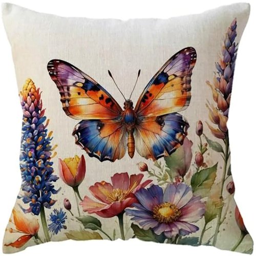Funda de almofada decorativa com borboleta voadora e fecho para sofá e quarto