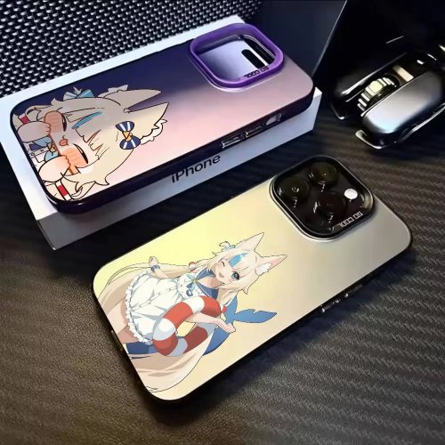 Capa Sameko Saba Fofinho Anime VTuber para iPhone 17/16/15/14/13/12/11 Mini Pro Max Fosca à Prova de Choque