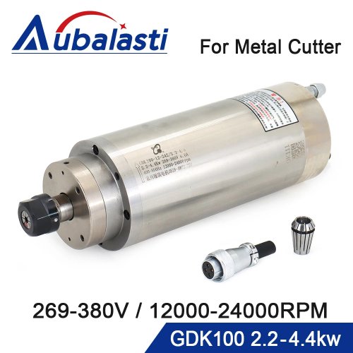 Aubalasti 2.2-4.4 كيلوواط محرك مغزل CNC بتبريد مائي ER20 380 فولت 12000-24000 دورة في الدقيقة لتفريز المعادن CNC
