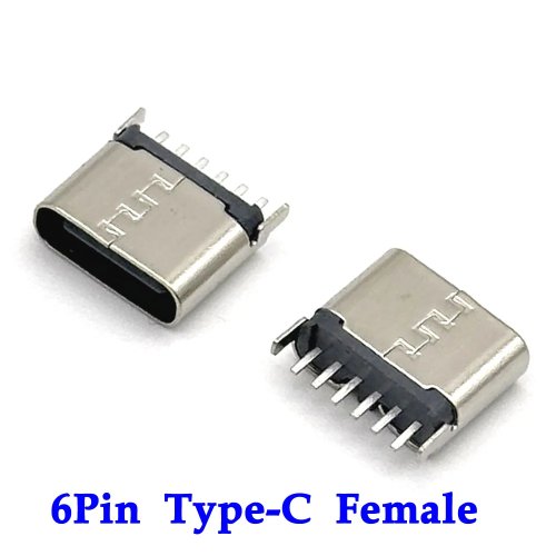 مقبس USB Type-C SMD، 6 دبابيس، USB 3.1 أنثى، شحن عالي التيار، للوحات PCB DIY