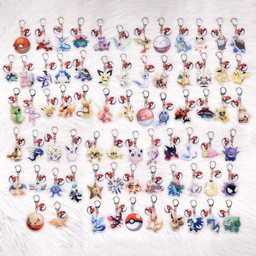 Pokemon Pikachu Bulbasaur Jigglypuff Acrylic Keychain Bag Charm Backpack Pendant Key Holder Gift