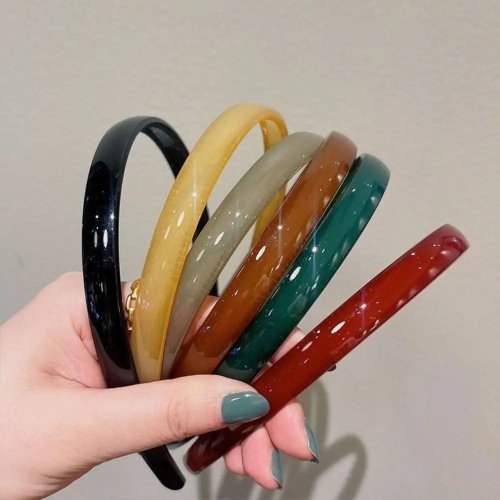 Faixa de cabelo jelly com dentes antiderrapante, acrílico, cor sólida, minimalista coreano para mulher