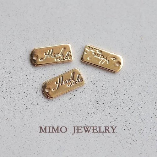 Mặt dây chuyền vuông chữ cái tiếng Anh DIY phụ kiện trang sức mạ vàng đồng 13x5.5mm