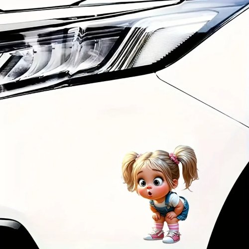 Autocollant vinyle dessin animé fille blonde 7 pouces, fini mat pour ordinateur portable, bouteille, voiture, moto, fenêtre