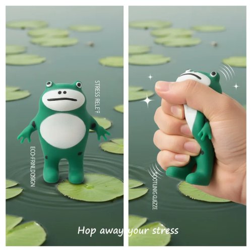 Juguete squishy de rana relleno de arena, elástico, de lento rebote, antiestrés, sensorial
