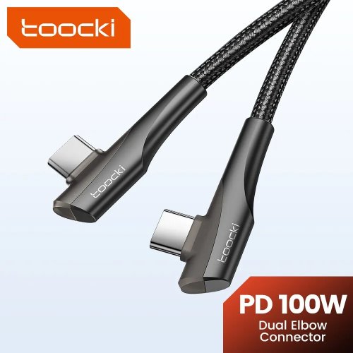 Cáp USB Type C Toocki 60W/100W, Cáp dữ liệu 90 độ đôi cho iPhone 15, Xiaomi, Samsung S23, Realme, Sạc nhanh