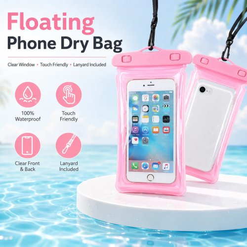 Capa de telemóvel impermeável flutuante com ecrã táctil e cordão para natação, mergulho, snorkeling, praia, piscina