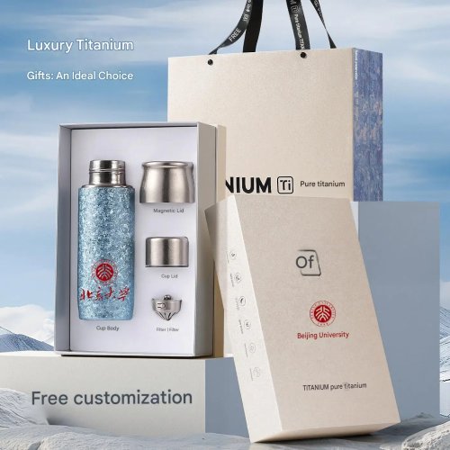 Termos Titanium Murni 410ml, Tutup Magnetik & Infuser Teh, Mug Isolasi Vakum Dinding Ganda untuk Teh Daun Longgar, Anti Bocor untuk Perjalanan